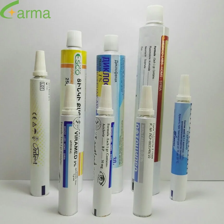 Empty Aluminium Collapsible ointment empty gel tubes empty cream tube