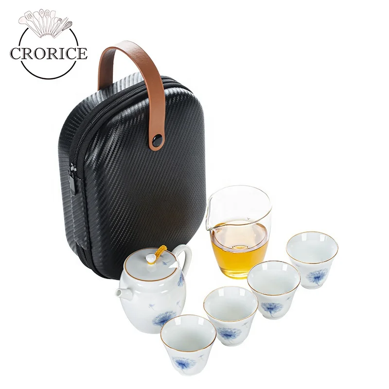 
Creative tea set porcelain Travel Tea Set Outdoor Portable A pot of four cups tea sets for adults 