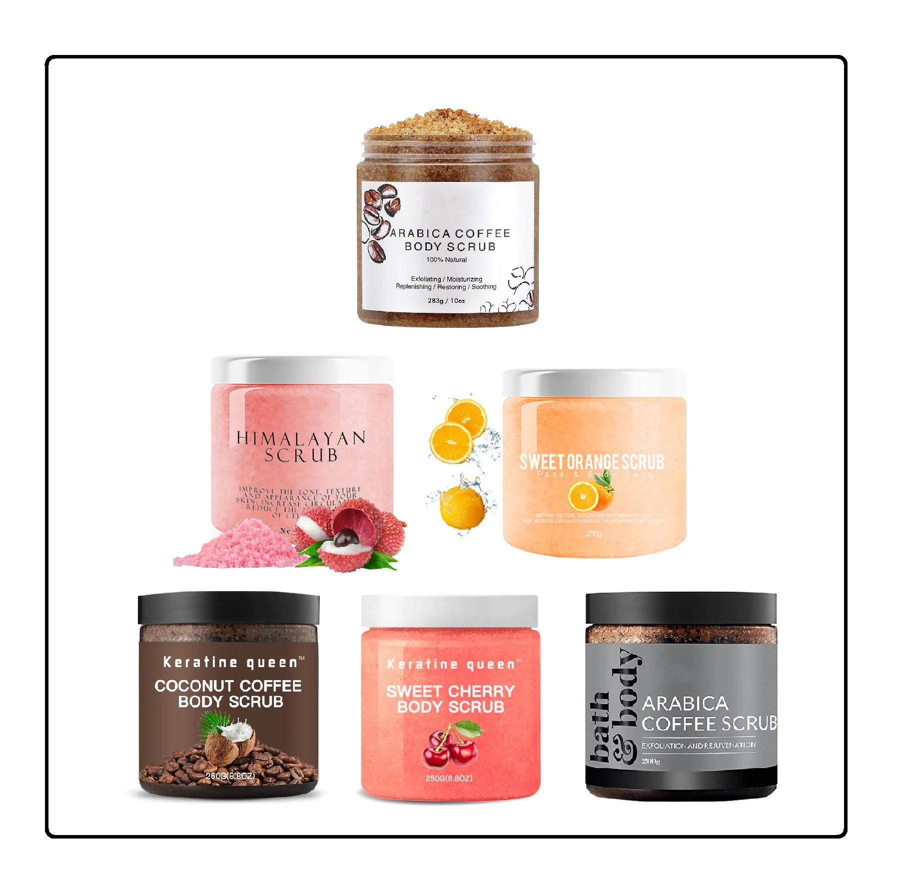 
El cuerpo bulk oem face foaming private label custom exfoliating wholesale dead sea salt organic coffee sugar body scrub 