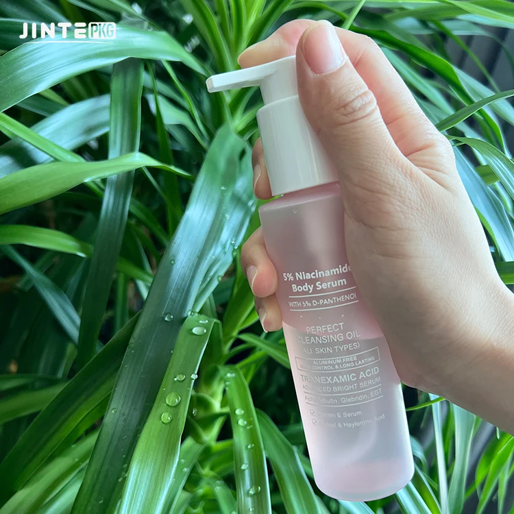 Lovely Pink Color Empty Plastic Body Care Lotion Bottle For Skincare Packaging with Lotion Pump PET Plastic Frosted Pink Bottle