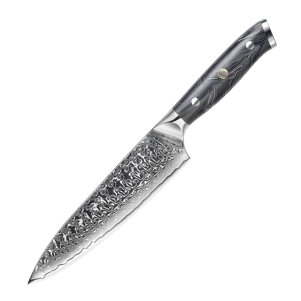 Professional Black G10 Handle Damascus Kitchen Knife 8 Inch Damascus Chef Knife