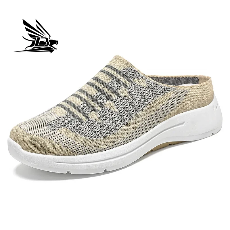 women sandals with soft soles fly woven breathable summer Half-trawl outdoor sport slippers light weight flat shoes for ladies