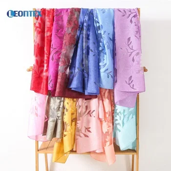 High Quality Chiffon georgette fabric plain shawl floral embroidery stoles scarf  indian shawl
