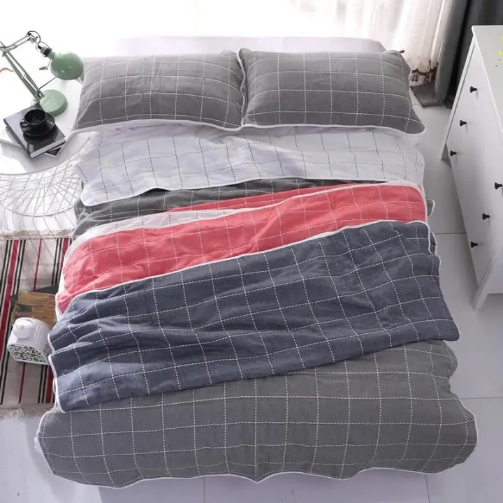 stock muslin adult gauze 6 layers jacquard woven bedding 100% cotton fabric bed sheet blanket quilt cover wholesale