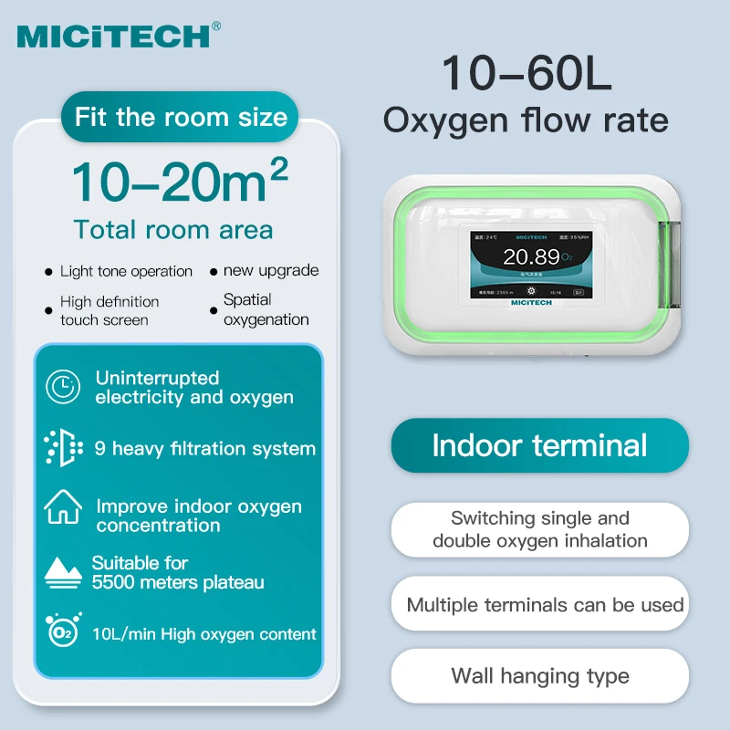 MICiTECH industry oxygen supply high purity continue mode oxygen generator 20l  for aquaculture