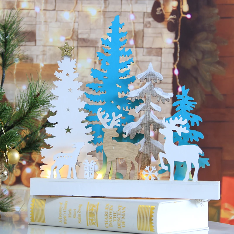 4L warm white LED woodworking table craft New Year Christmas Decoration