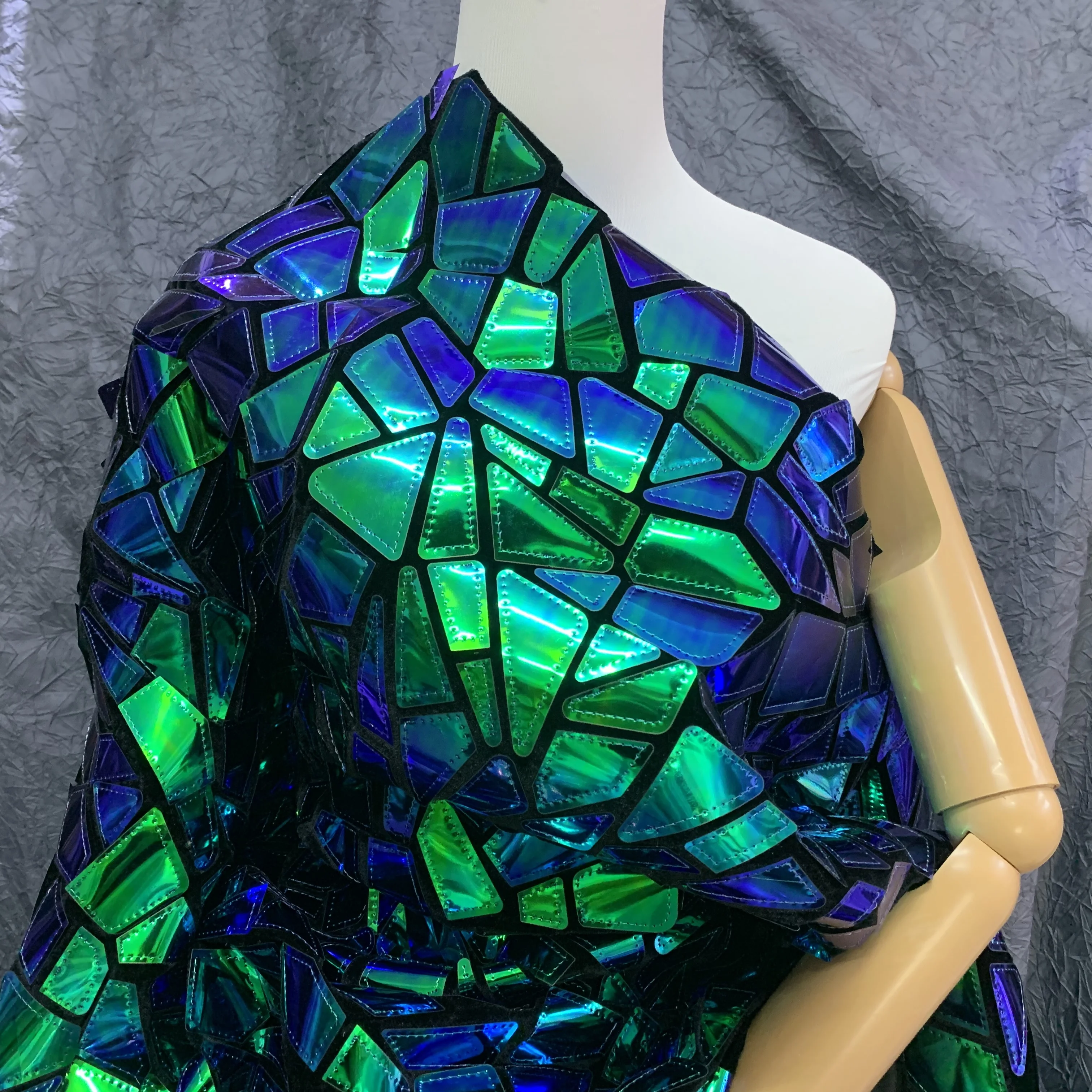 New Fashion Elastic Velvet Spandex Hologram Sequin Velour Fabric Laser Colorful Background for Bags Clothing Accessories Shoes