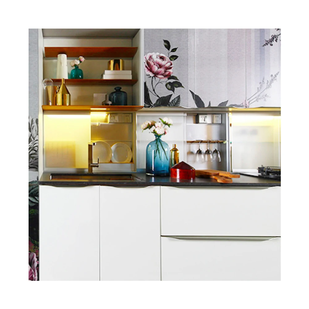 Boloni Modern White Melamine Small Modular Kitchen Cupboards