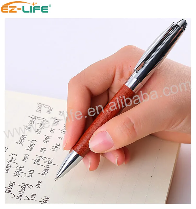 2021 Hot Selling Fine compact Leather ballpoint pen for gift with custom Logo