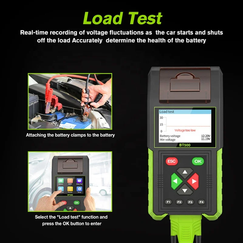 12V/24V Car Battery Tester Digital Automotive Diagnostic Battery Tester Analyzer Vehicle Cranking Charging Scanner Tool 12 1.5KG