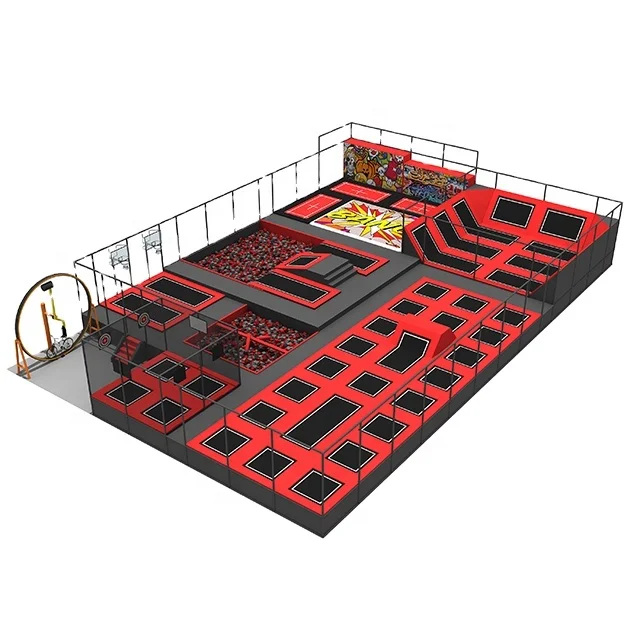 Professional Trampoline park equipment Manufacturer Kids Indoor Trampoline with Ninja obstacle