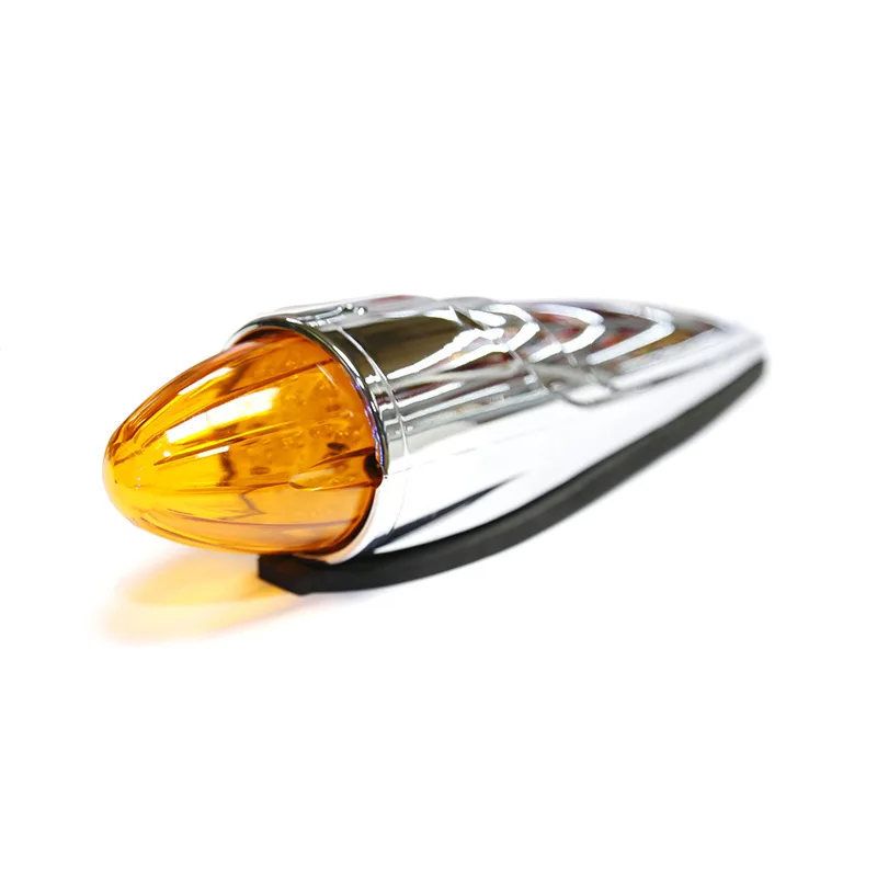 12v 17 Led Amber Roof Cab Marker Lights Torpedo Top Clearance Light Chromed Heavy Duty Trucks Trailer Accessories Driving Lamp