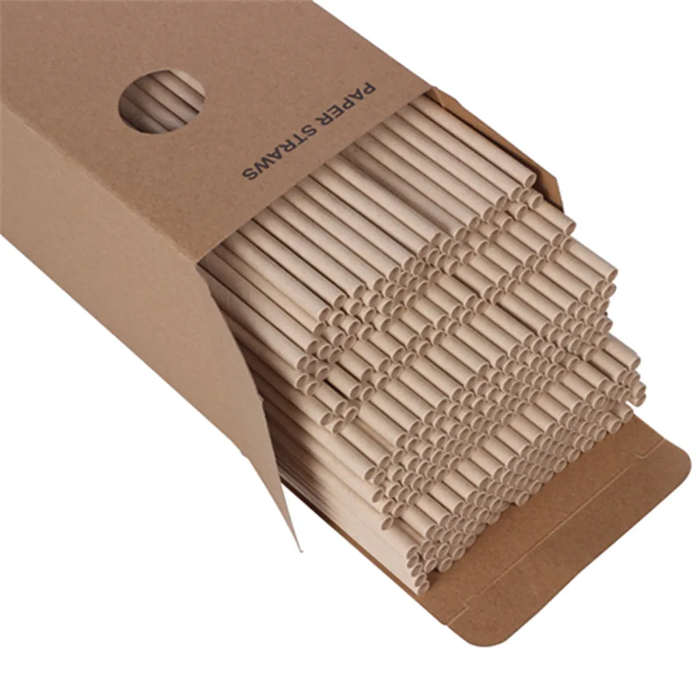 300-Pack Biodegradable Paper Straws Dye-Free- Brown Kraft Premium Eco-Friendly Paper Straws Bulk- Drinking Straws for Juices
