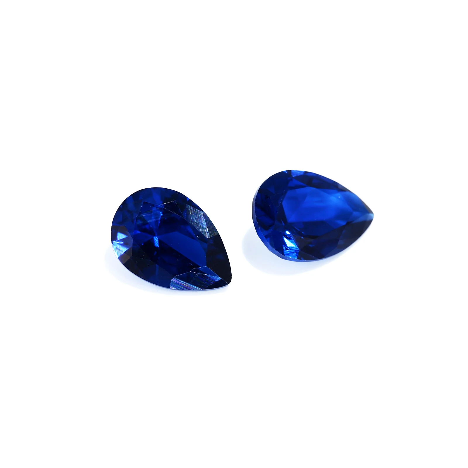 Megan wholesale Synthetic Corundum 7Mm Pear Cut 34# Sapphire fancy deep Blue Gemstones Synthetic Corundum Rough jewelry making