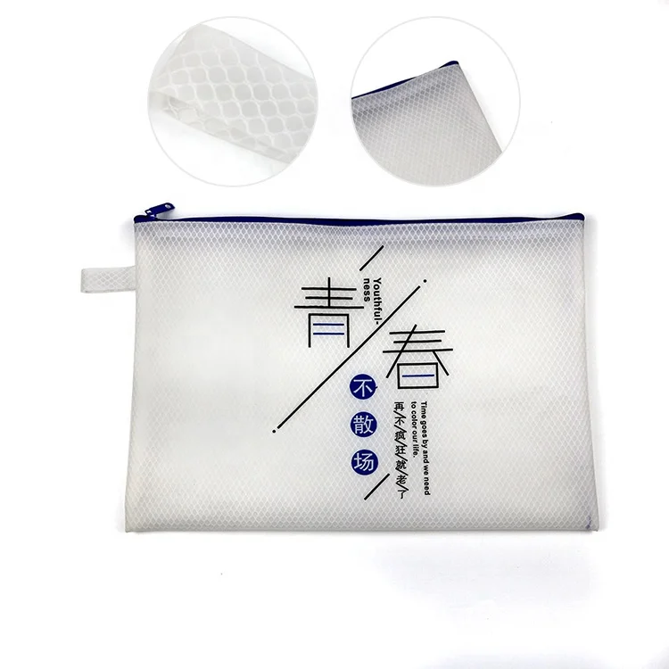 School supplier document plastic organizer bag clear mesh a4 zip lock travel file document bag