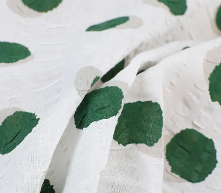 100 cotton voile  gauze  crinkle  printed  fabric  jddah cotton polka-dots print seersucker fabric for clothing