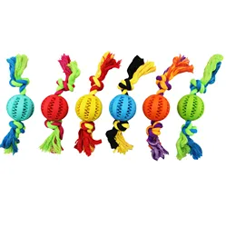 Pet Chewing Toys Cotton Rope Tooth Cleaning Silicone Rugby Ball Toy