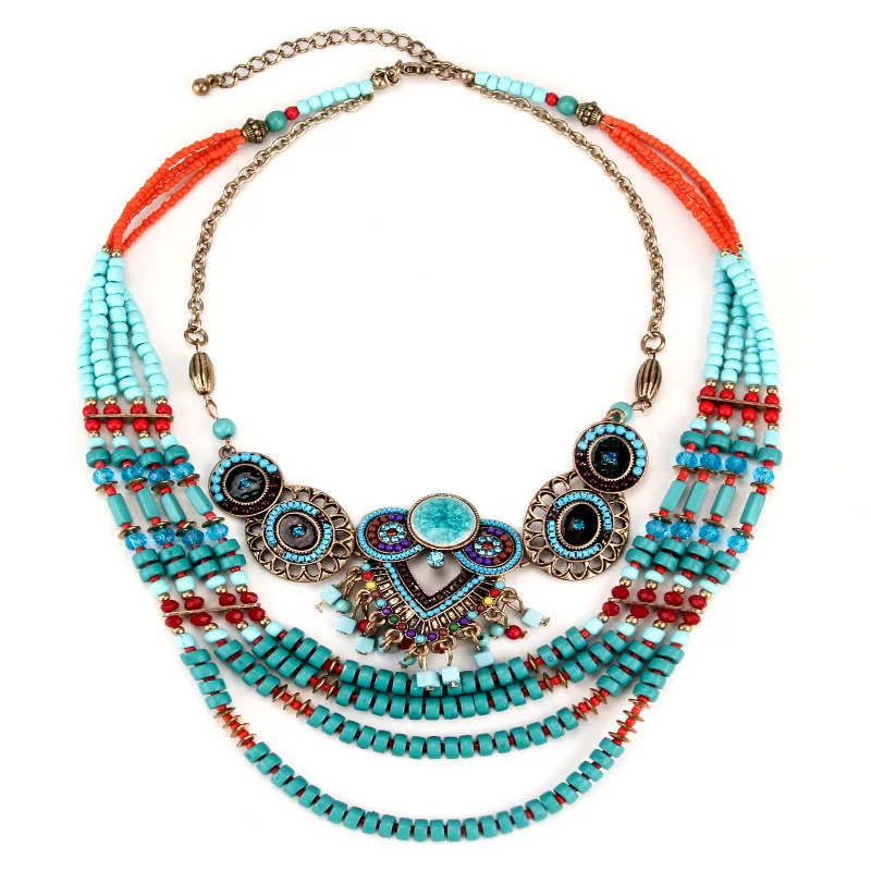 Fashion Custom Handmade Bohemian Seed Beads Necklace Jewelry Set