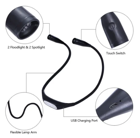 
Hands free Hug neck book Lamp rechargeable light neck portable night led book reading light round neck reading light 
