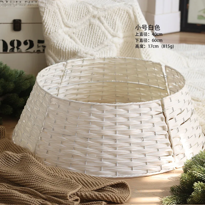 Handmade Rattan Collar Basket Foldable Christmas Tree Skirt