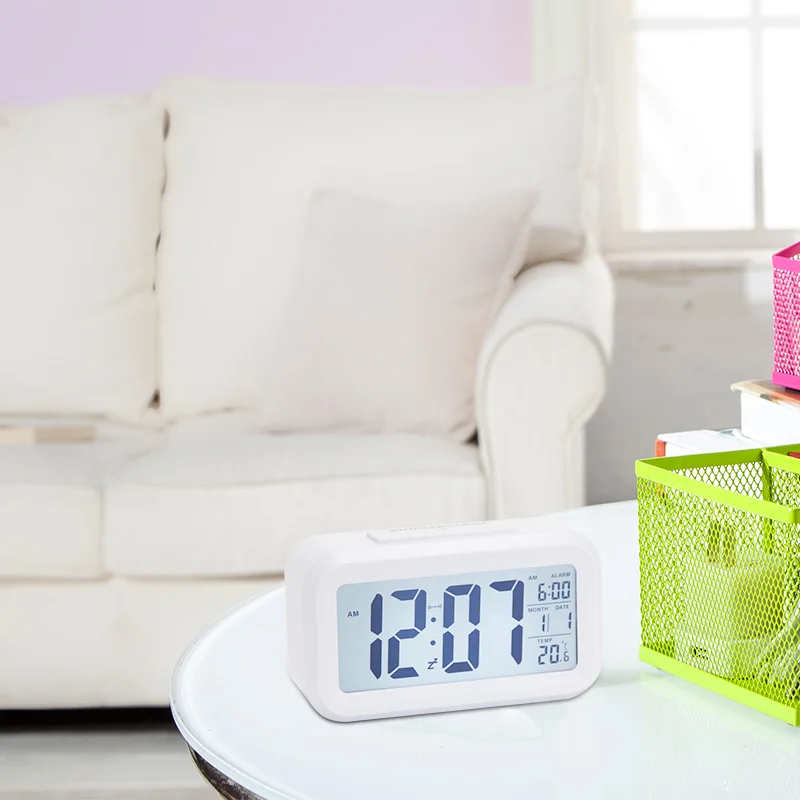 EMAF Smart LCD Digital Table Clocks Room Decoration Items Desktop Clock Decor Households Thermometers Desk Alarm Clock for Home