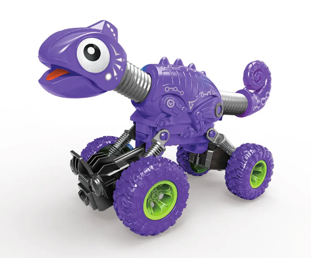 Stretable Chameleon Pull Back Car Transforms & Climbs with Big Tires Friction Powered Vibration inertial Toy car for Boys Girls