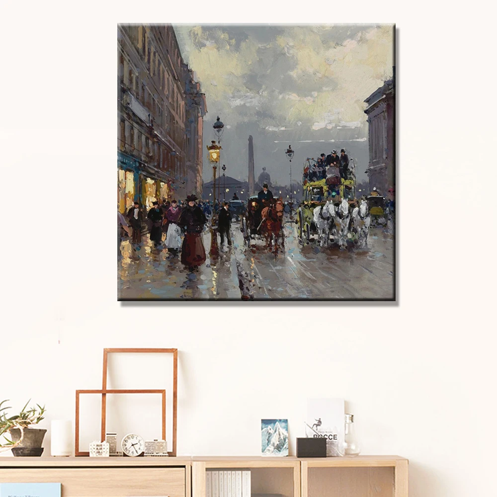 High Quality Outdoor Waterproof Wall Art Paris Street Scenes Knife Oil Paintings