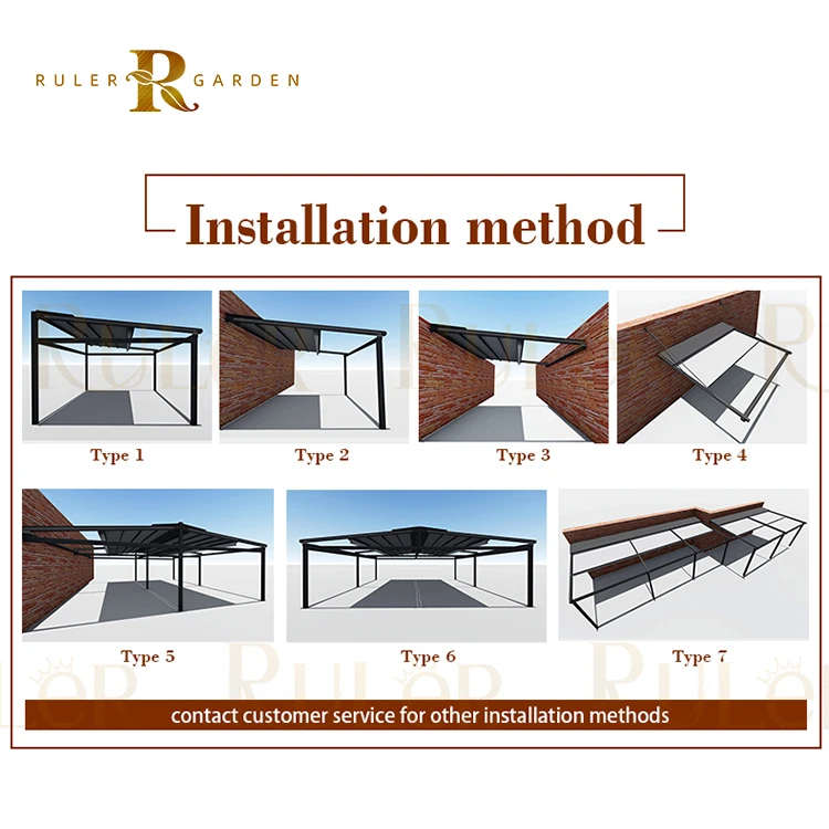 Custom Powder Coating Outdoor Waterproof Awning Cover With Built Drain System Retractable Canopies