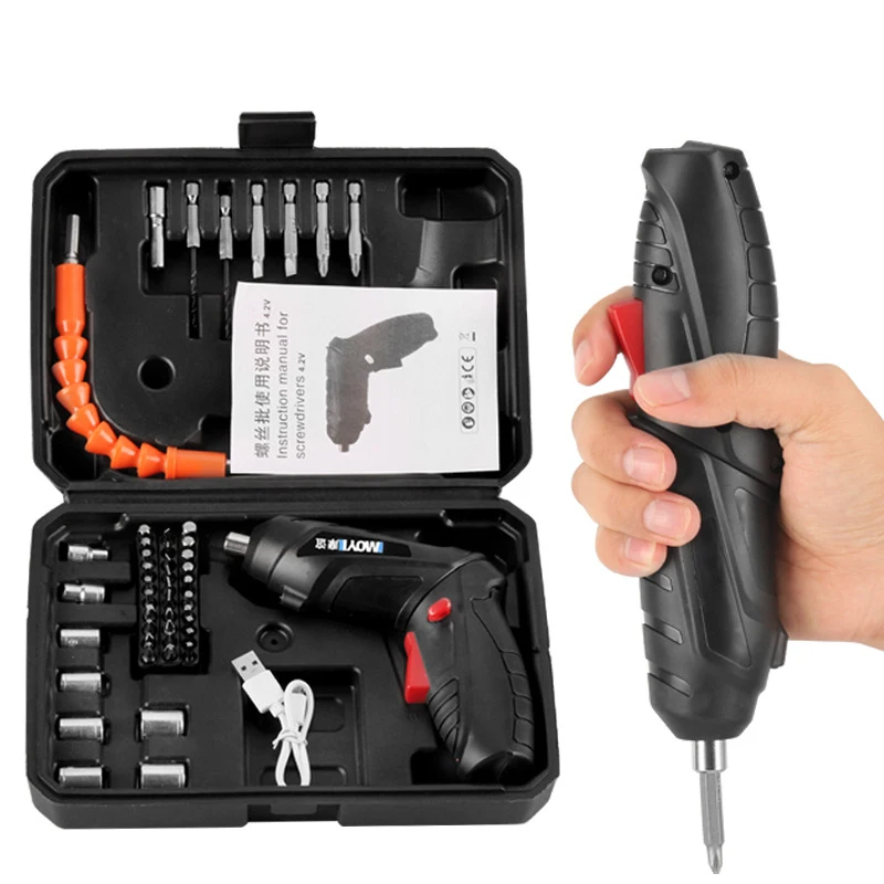 Electric Screwdriver Rechargeable Lithium Battery Cordless Electric Screwdriver Multifunctional Electric Drill DIY Power Tool
