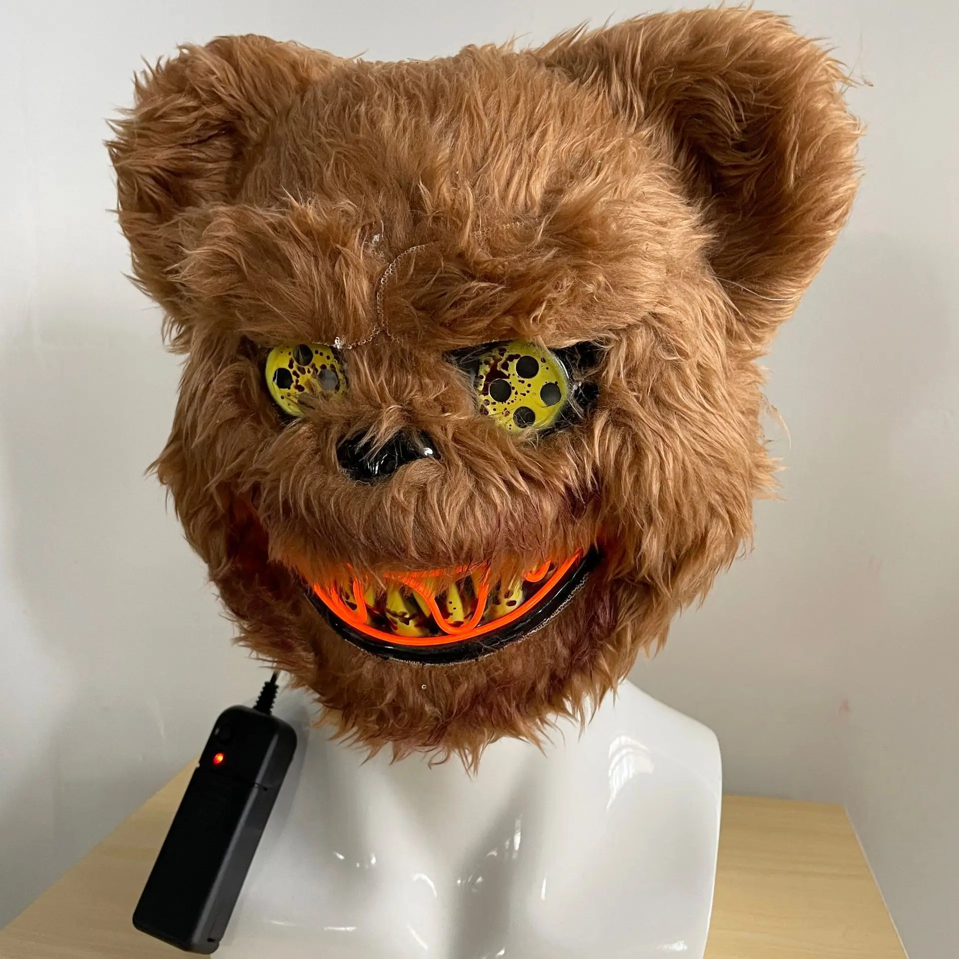 Halloween Party Bloody Head Cover Rabbit Bear Cosplay Glowing Mask Halloween Carnival Headgear Props Handmade Party Dance Horror