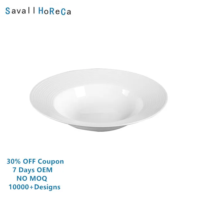 Savall7days OEMstar hotel restaurant low new bone china dinnerware deep soup plate porcelain ceramic soup plate
