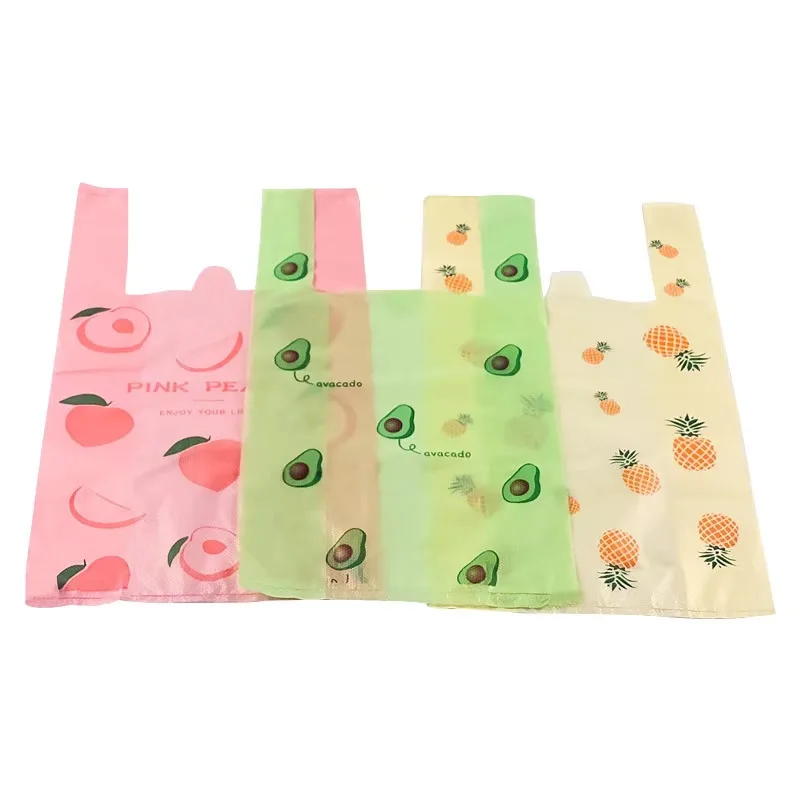 1000PACK Custom Recyclable T-shirt Carryout Shopping bags HDPE/LDPE Thank you Grocery Merchandise bags Standard supermarket size