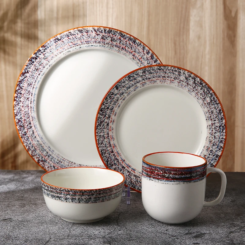WEIYE Glazed Creative Crockery Tableware Dishes & Plates Unique Design Ceramic Dinner Set Modern Style Porcelain Dinner Set