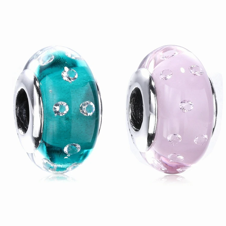 High quality customized design elegant silver crystal bead bracelet charms