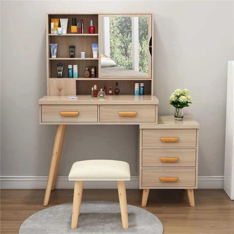 Modern Corner Dressing Table Saving Space Dressing Table with Mirrored Vanity Dressers