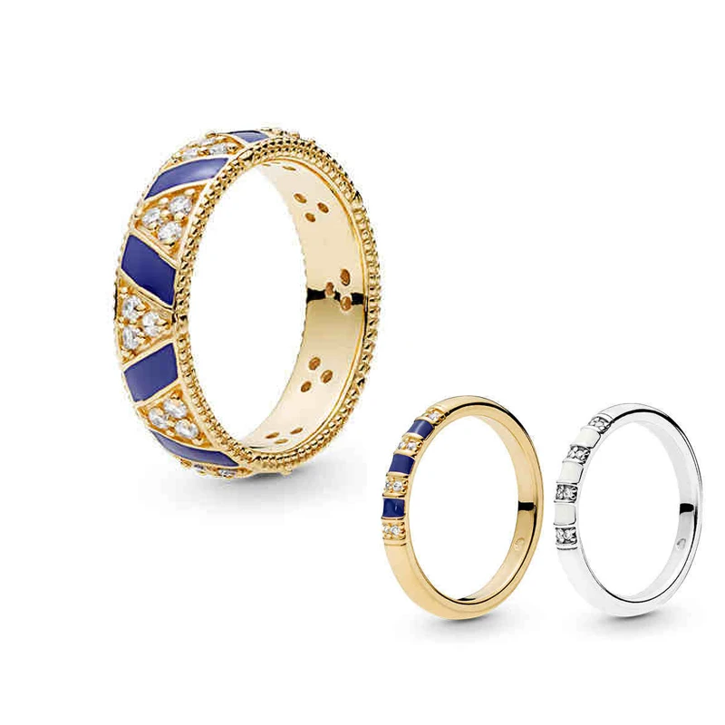 Hotsale 925 sterling silver gold exotic gemstone and blue stripe ring ladies