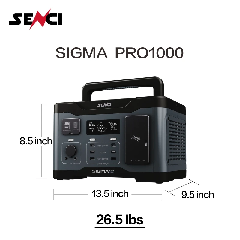 Senci 1000W 921wh portable power station lifepo4 solar power bank generators for camping