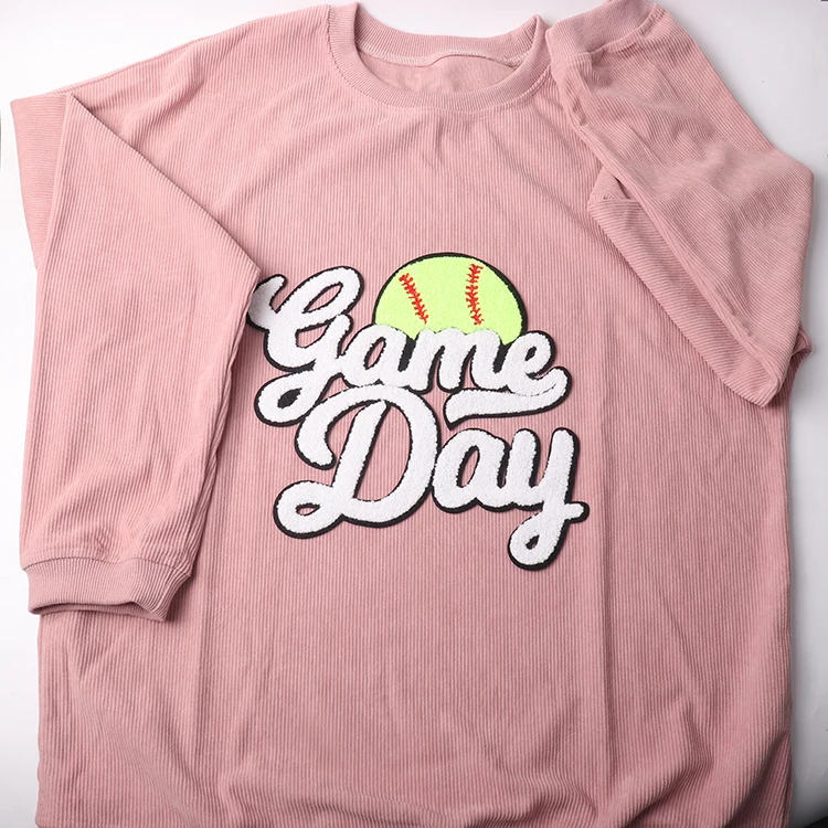 Large embroidered sports soccer teams patches big basketball tennis volleyball Chenille game day baseball patch for sweatshirt