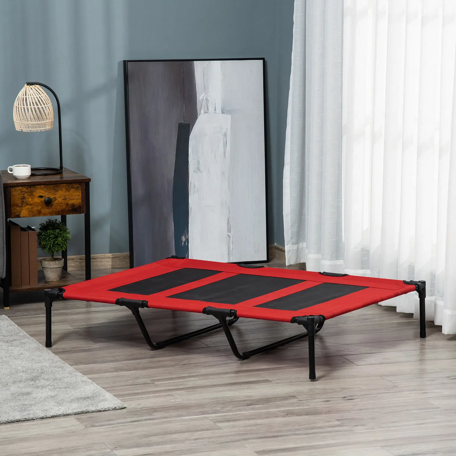 Luxury Polyester Elevated Pet Bed Cover 2024 Wicker Dog Bed with Hanging Car Box Solid Pattern Pet Bed Met Accessories