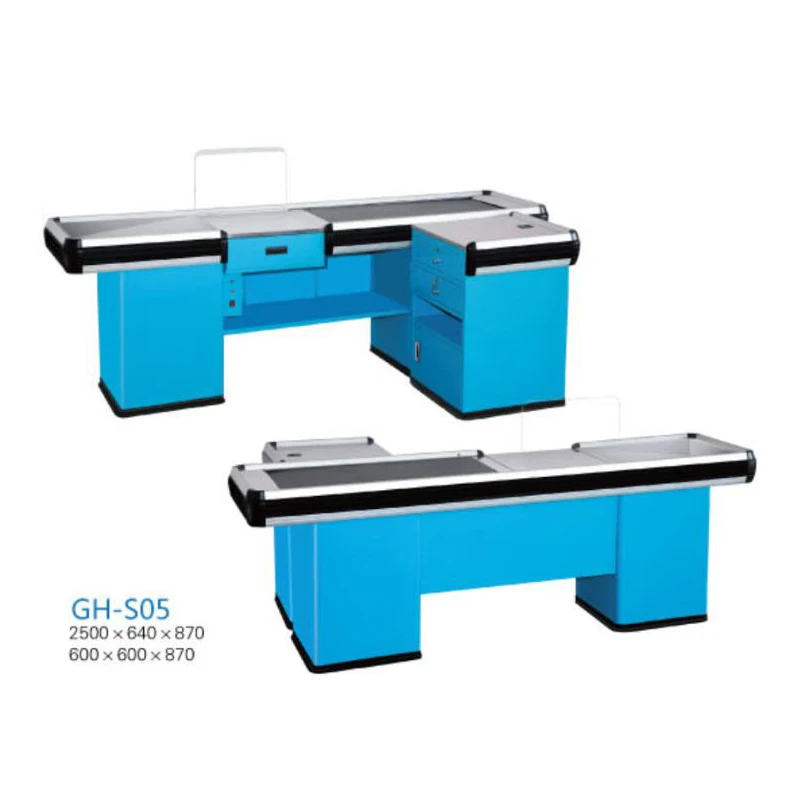 Wholesale Multifunctional Retail Counter Desk Cashier Supermarket Checkout Counter With Conveyor Belt