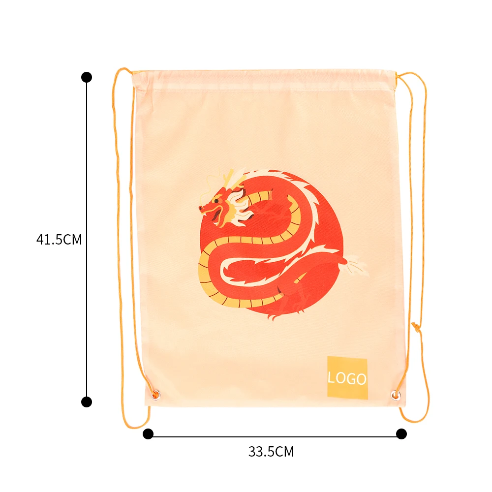 Custom Print Rpet 210D Gym Drawstring Bag Backpack For Outdoor