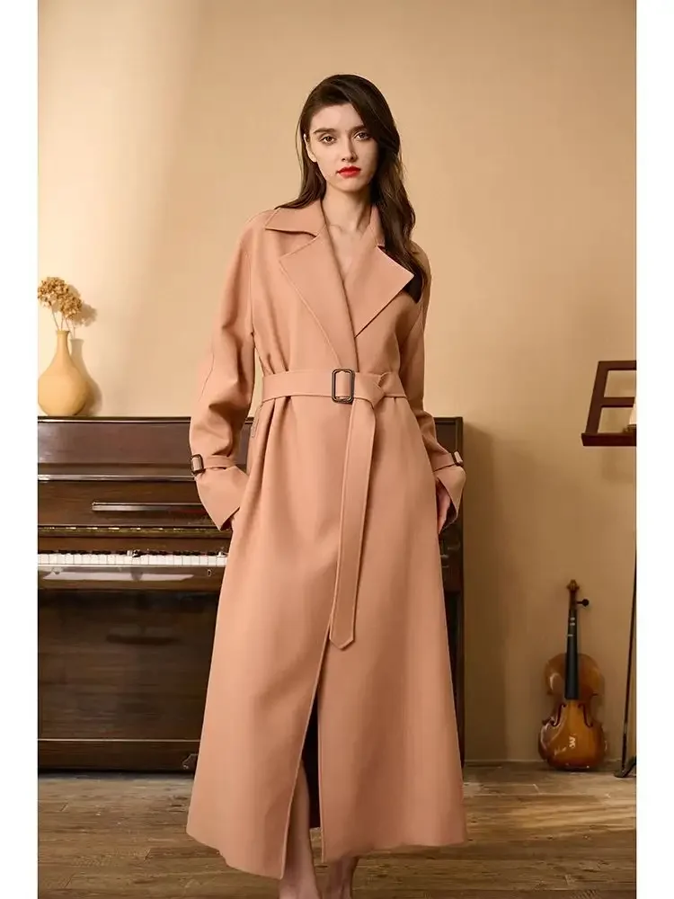 Wholesale Fashion Boutique Clothing Custom Ladies Office Trench Coat Wool Elegant Coat Women Long Winter Clothing