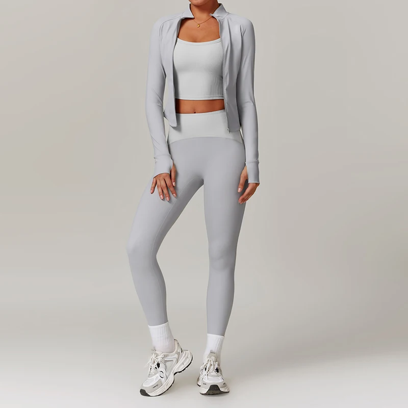 8889 2 Piece Workout Sets For Women Jacket Gym Yoga Outfit  High Waisted Matching Exercise Leggings jackets Active Set gym wear