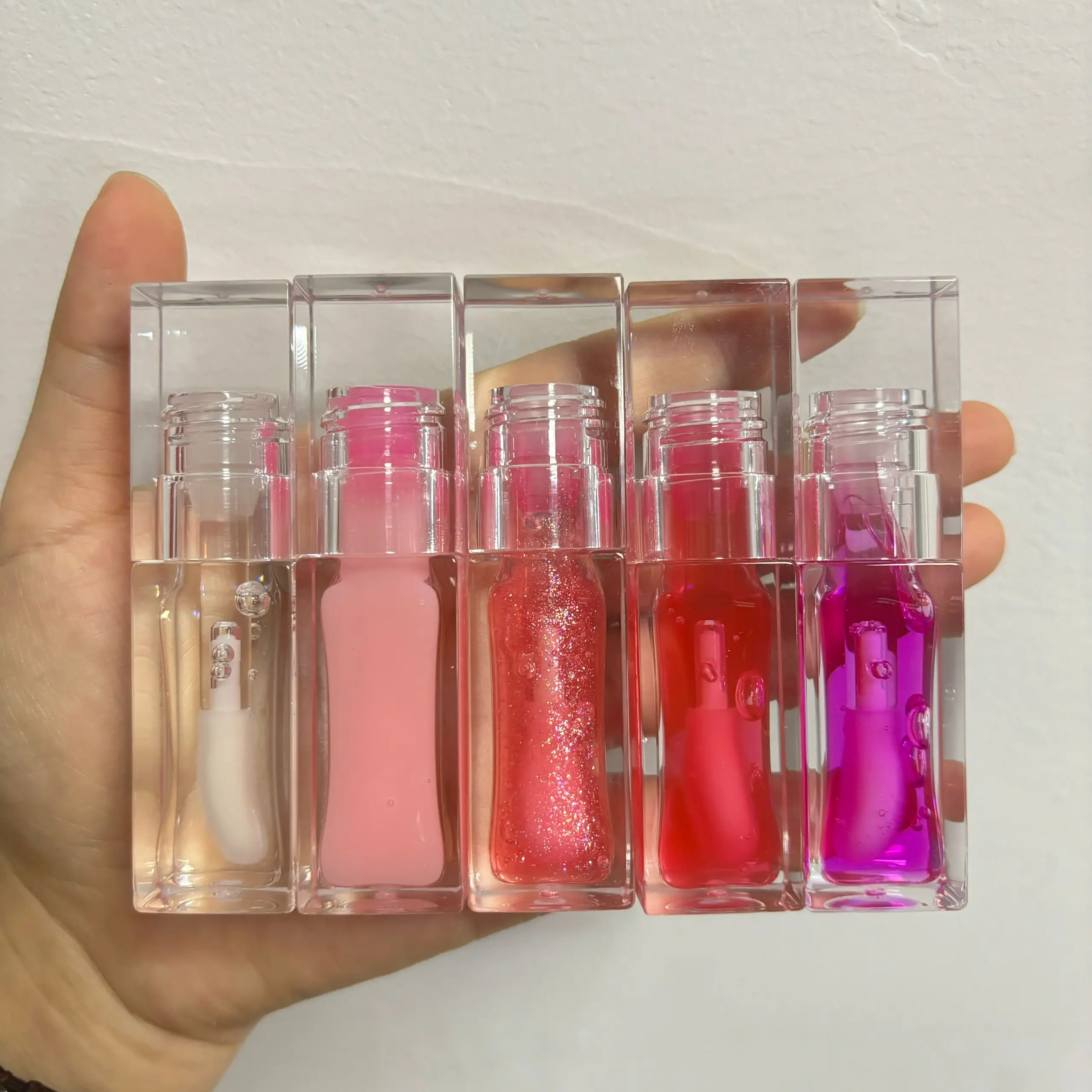 Custom logo Moisturizing Big Brush Lip Oil Plumping Gloss Vitamin E Private Label Lip Oil Strawberry Vegan Watermelon Lip Oil