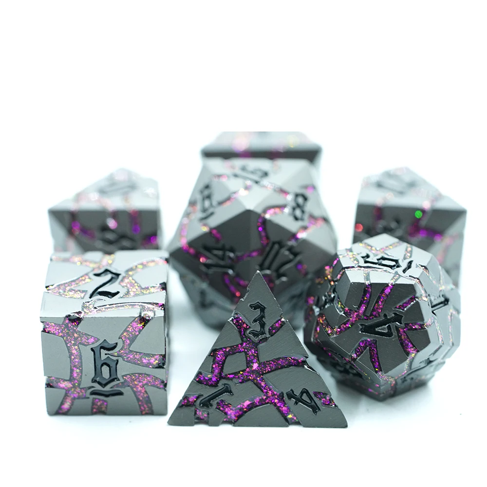 16mmMetal dice black and Green mica dice set D6-D20 customized metal dice game