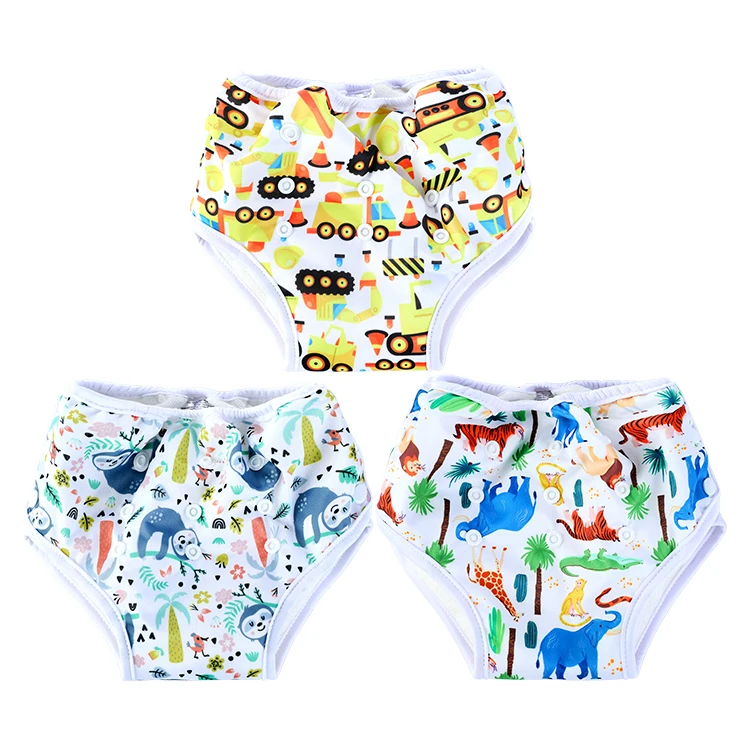Baby Cloth Diaper for Toddler Potty Training Pants Printed Adjusted Waterproof Bamboo Fiber PUL Waterproof Fabric Leak Guard