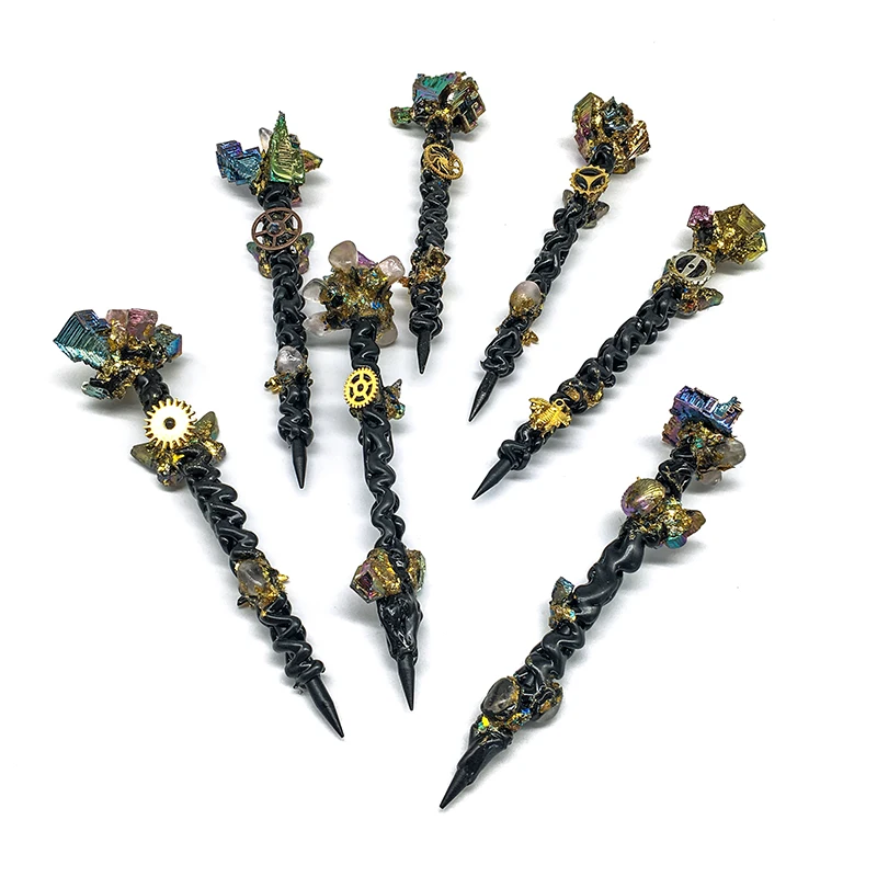 Hot Sale Natural Obsidian bismuth Magic sticker Healing Stone Point high quality butterfly Crystal Wands for home decoration