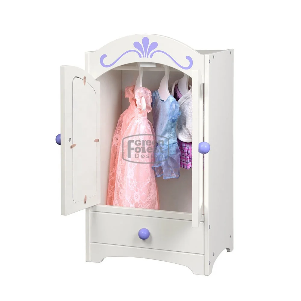 Doll Clothes and Accessory Storage Mirrored Wardrobe Fits Girl 18  American Doll Furniture