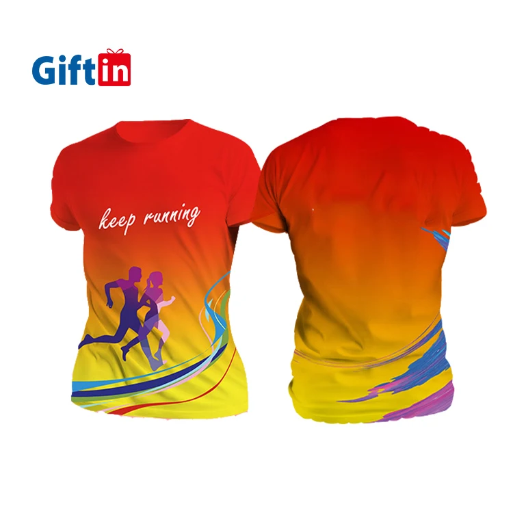 Polyester fabric custom t shirt sublimation union advertising t-shirt short sleeve crewneck full print sports tshirt for men