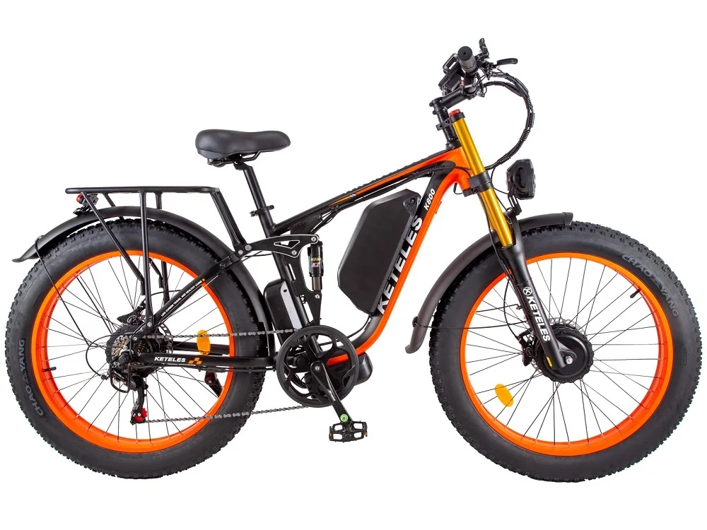 K800pro 2x1000w KETELES Wholesalers High Quality Dual Motor Blue Green Orange Electric Bicycle 48v 23ah Battery Fat Enduro Ebike